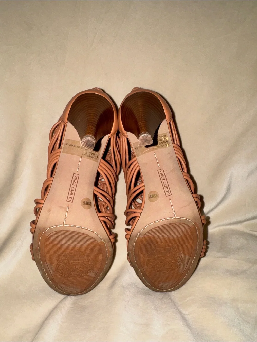 Vince Camuto Tan Knotted High Heel Sandals
